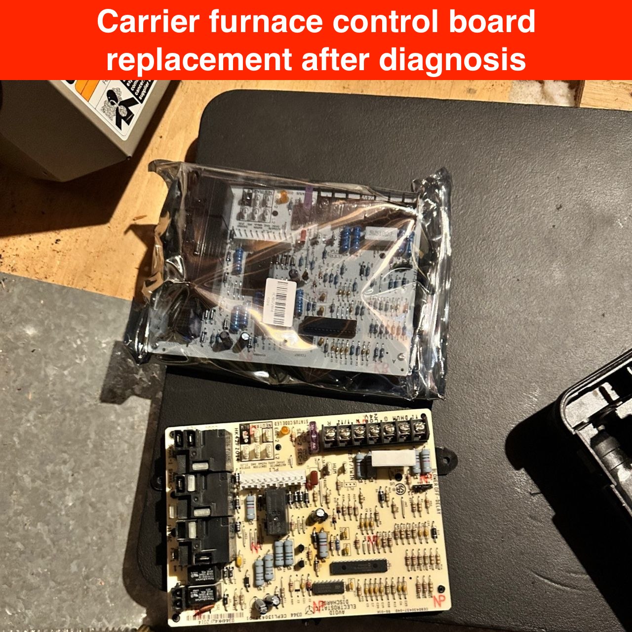Carrier furnace repair in Los Altos, California — replacement of a faulty control board