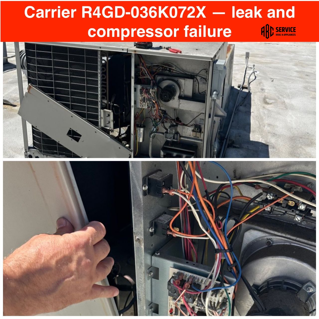 Compressor Failure and Refrigerant Leak Found in Carrier R4GD-036K072X — Full Diagnosis and Recommendation