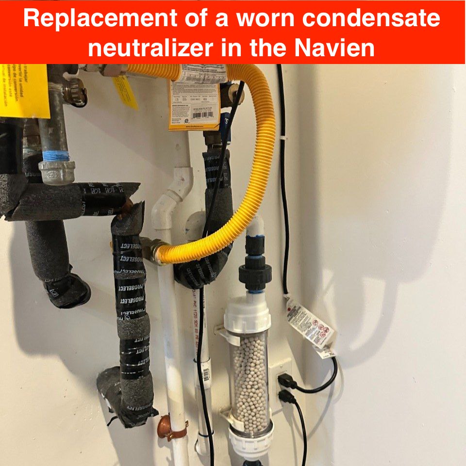 Condensate neutralizer replacement in Navien tankless water heater – Los Gatos service
