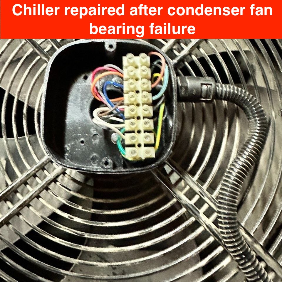 Condenser fan bearing repair for chiller in San Jose, CA