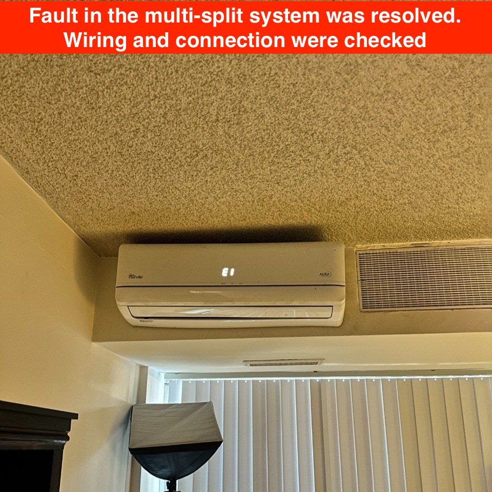 Mini split AC E1 1 error repair in Los Altos