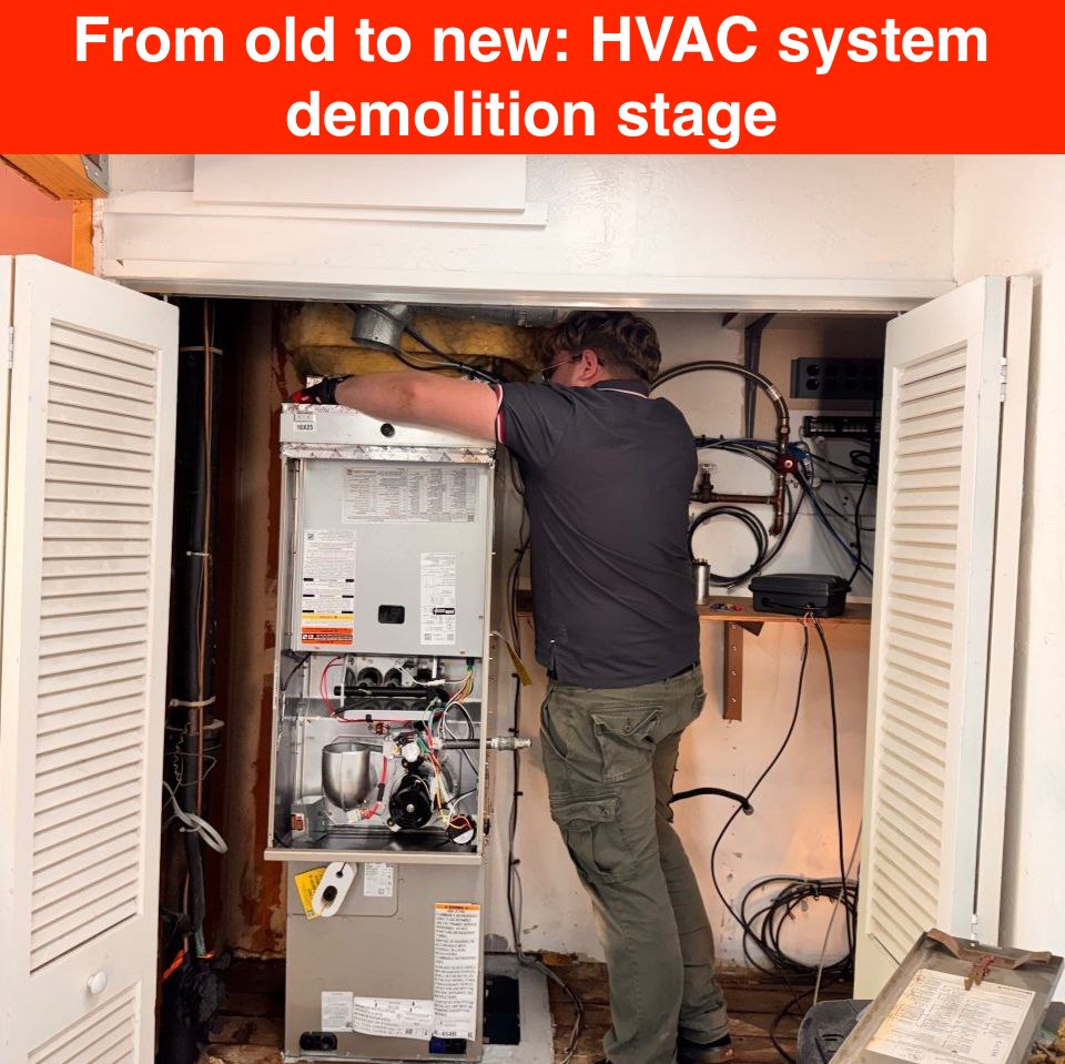 Preparing the site: dismantling outdated HVAC equipment