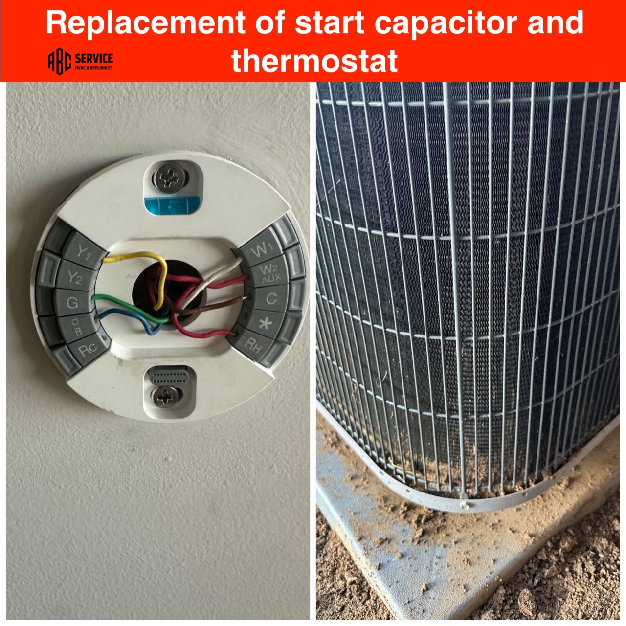 Replacement of start capacitor and thermostat – Day&Night AC, San Jose