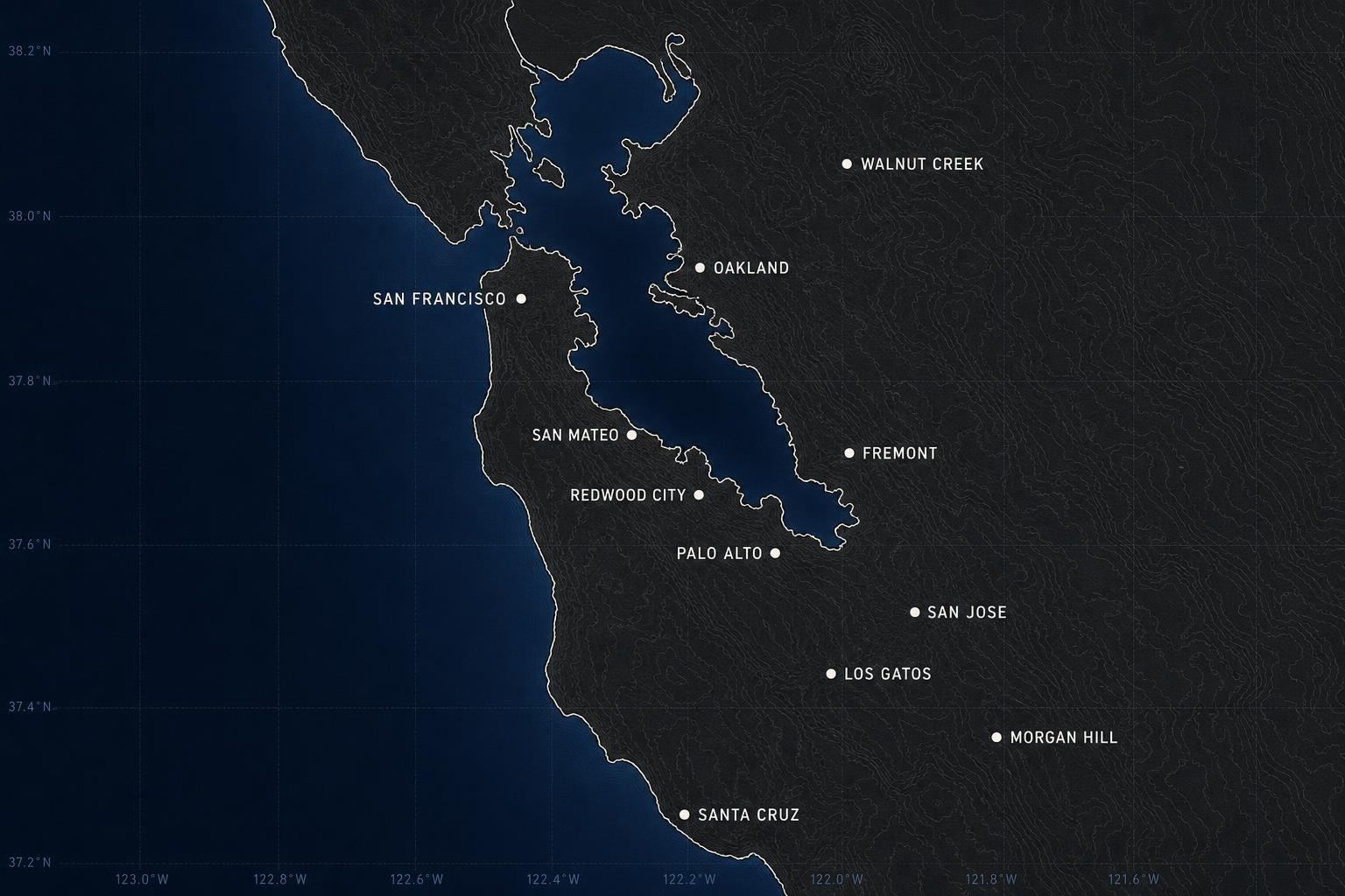 Schematic engineering map of the San Francisco Bay Area service network