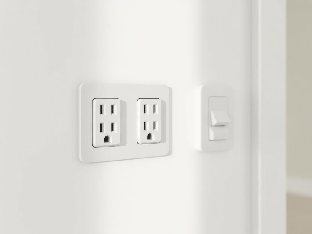 Newly installed white decora outlets and a smart light switch on a clean residential wall